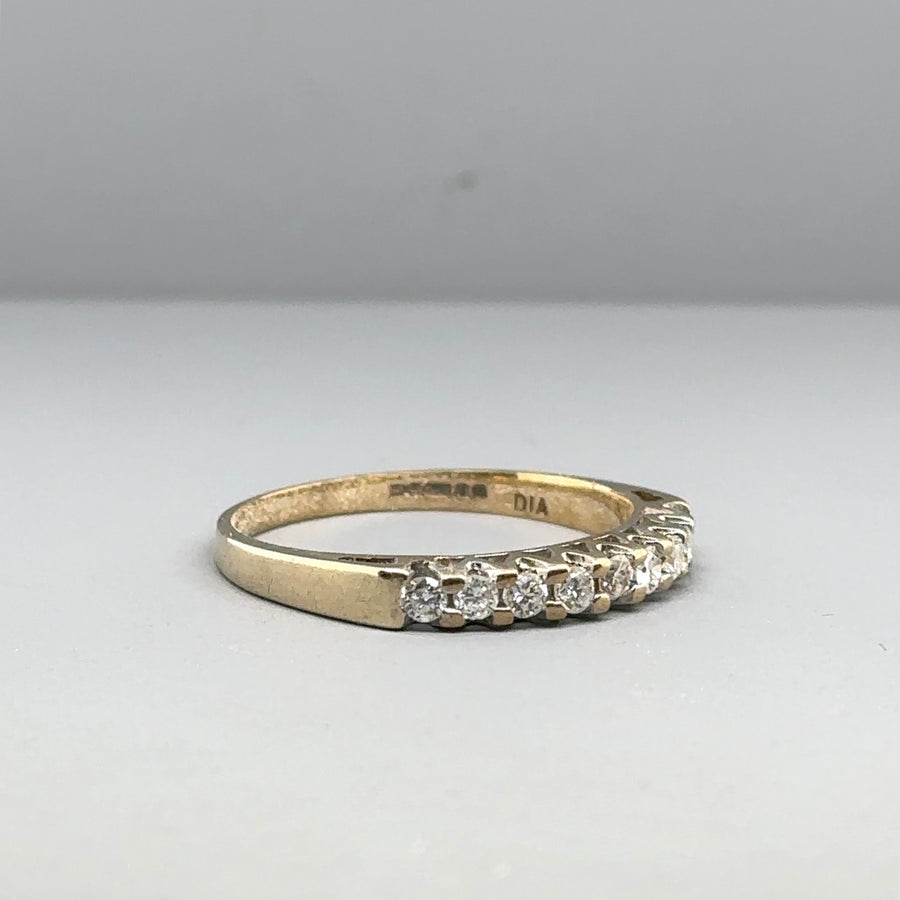 9ct Yellow Gold Diamond Half Eternity (c. 0.27ct) - Size P