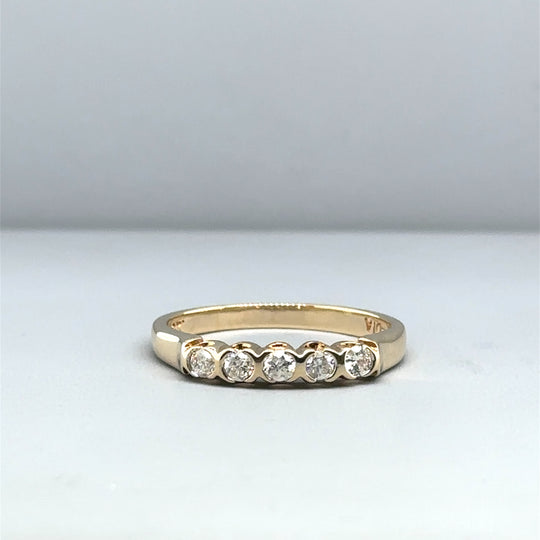 9ct Yellow Gold Five Stone Diamond Ring (c. 0.25ct) - Size O