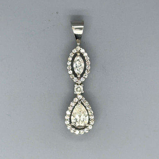 18ct White Gold Double Diamond Halo Pendant (c. 0.90ct)