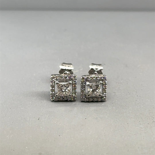 18ct White Gold Halo Diamond Stud Earrings (c. 0.60ct)
