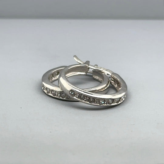 18ct White Gold Cubic Zirconia Hoop Earrings
