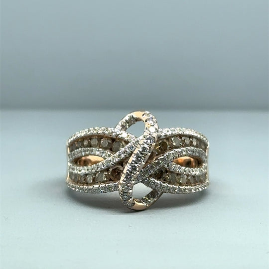 14ct Rose Gold White and Brown Diamond Ring (c. 1.90ct)  - Size N