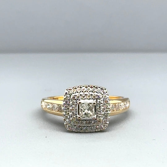18ct Yellow Gold Diamond Set Ring (c. 0.75ct) - Size K 1/2