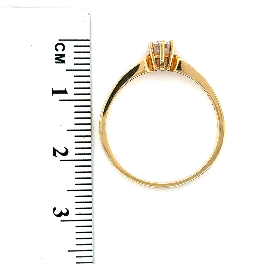 18ct Yellow Gold Single Stone Diamond Ring (c. 0.20ct) - Size Q