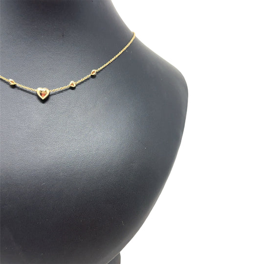 9ct Yellow Gold Hearts Necklace (16")