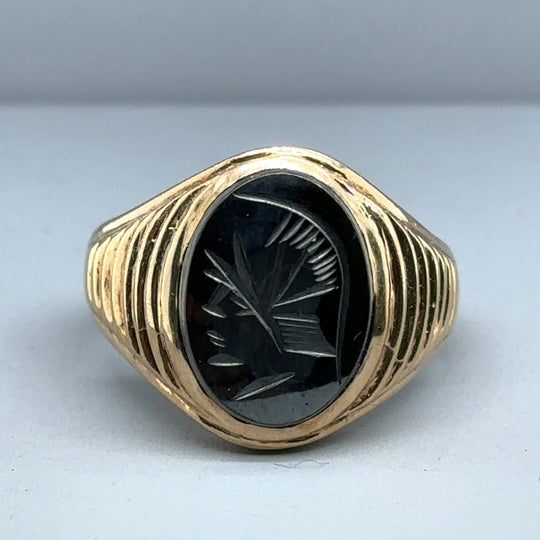 9ct Yellow Gold Intaglio Ring - Size V 1/2