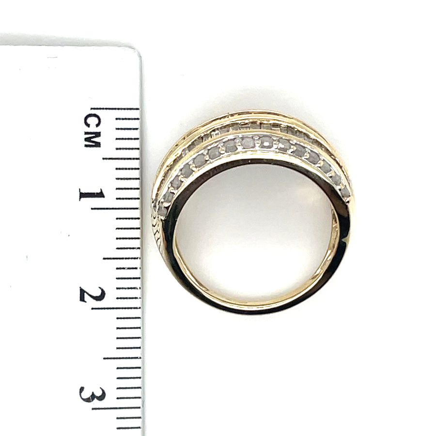 9ct Yellow Gold Five Layer Diamond Band Ring (c. 1.90ct) - Size J