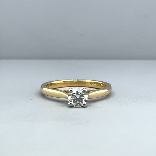 18ct Yellow Gold Single Stone Diamond Ring (c. 0.45 - 0.50ct) - Size K