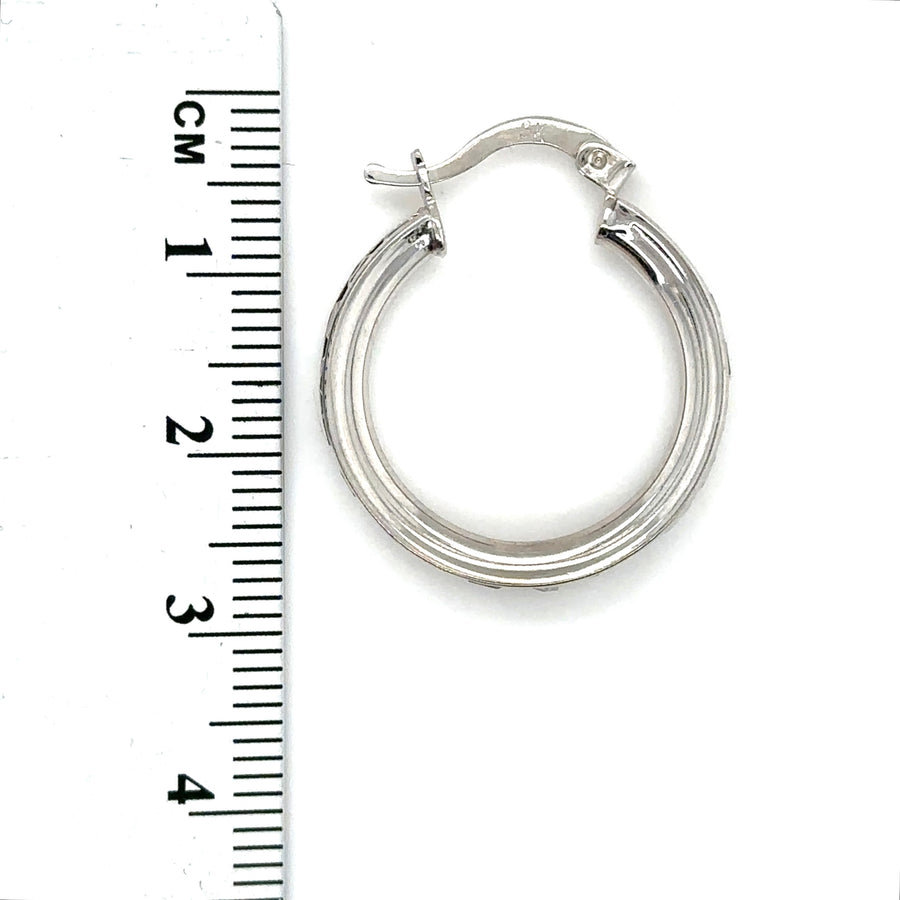9ct White Gold Cubic Zirconia Hoop Earrings