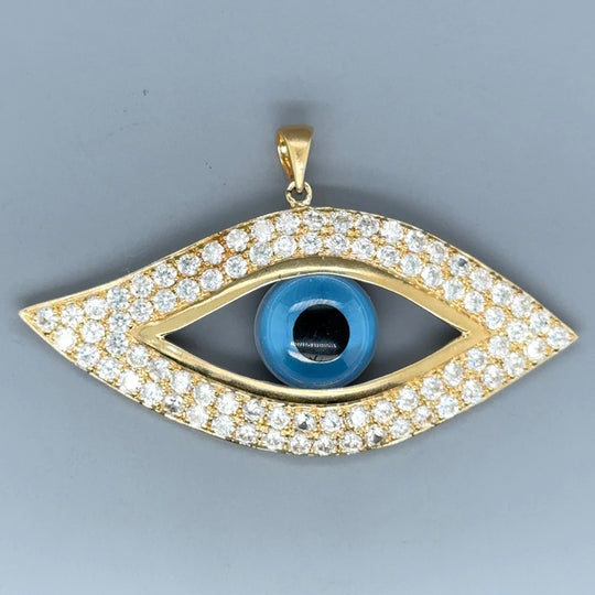 18ct Yellow Gold Synthetic Stone Evil Eye Pendant