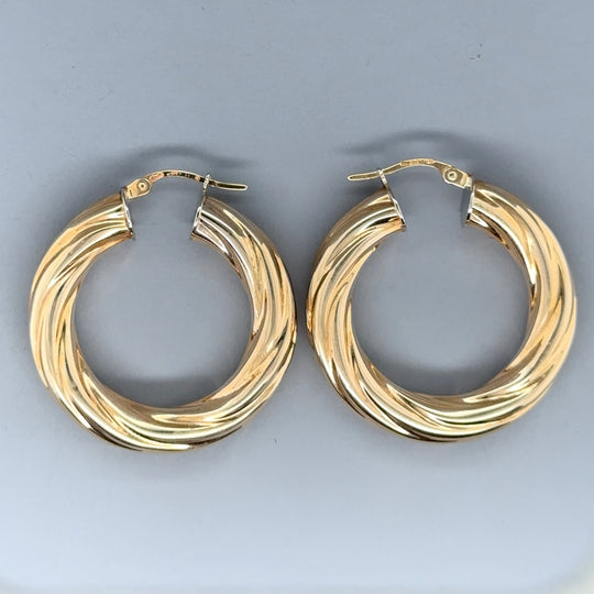 9ct Yellow Gold Twist Hoop Earrings