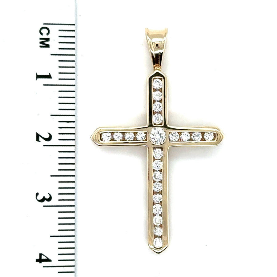 9ct Yellow Gold Cubic Zirconia Cross Pendant