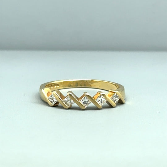 18ct Yellow Gold Diamond Set Ring (c. 0.40 - 0.45ct) - Size P