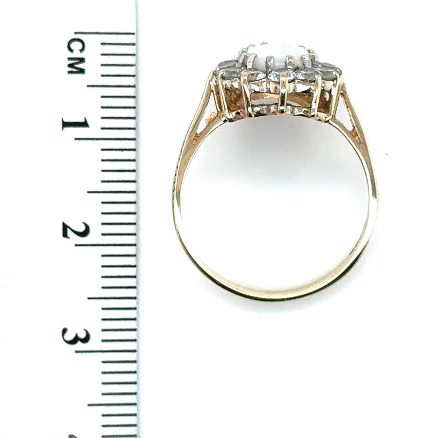 9ct Yellow Gold Cubic Zirconia and Opalique Ring - Size O