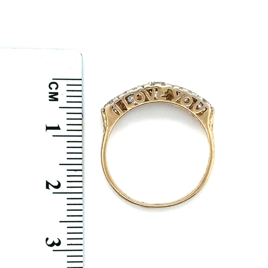 14ct Yellow Gold Cubic Zirconia Ring - Size O 1/2
