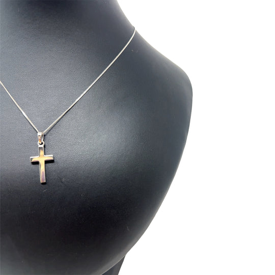 9ct White Gold Cross pendant and Fine Chain (18")