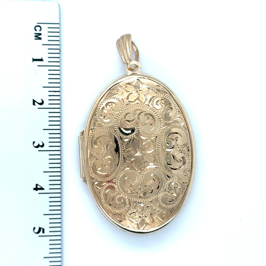 9ct Yellow Gold Floral Patterned Locket