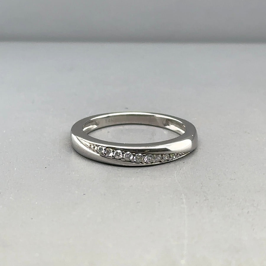 14ct White Gold Diamond Ring Set (c. 0.08 and 0.25ct) - Size K