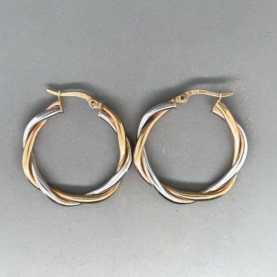 9ct Bi-Colour Hoop Earrings