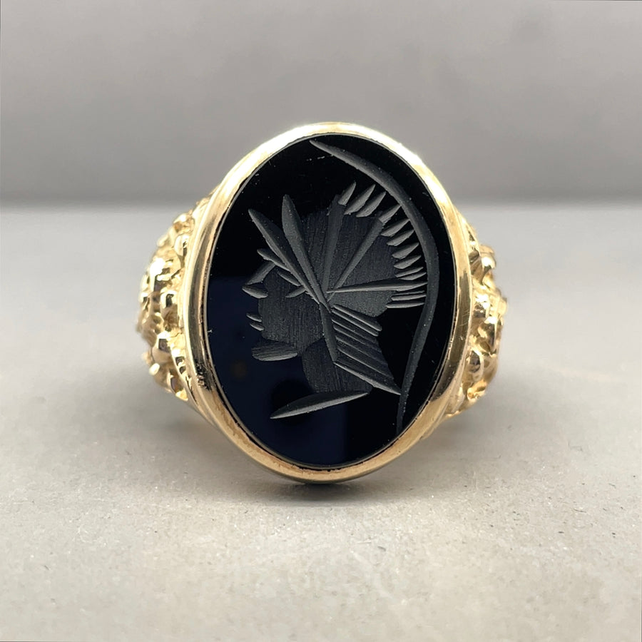 9ct Yellow Gold Intaglio Ring - Size R