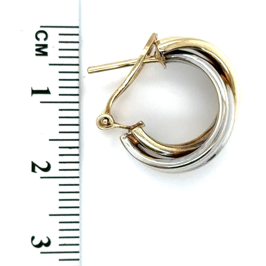 9ct Bi-Colour Double Hoop Earrings