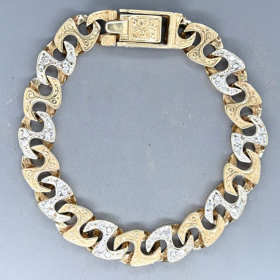 9ct Yellow Gold Cubic Zirconia Set Curb Bracelet