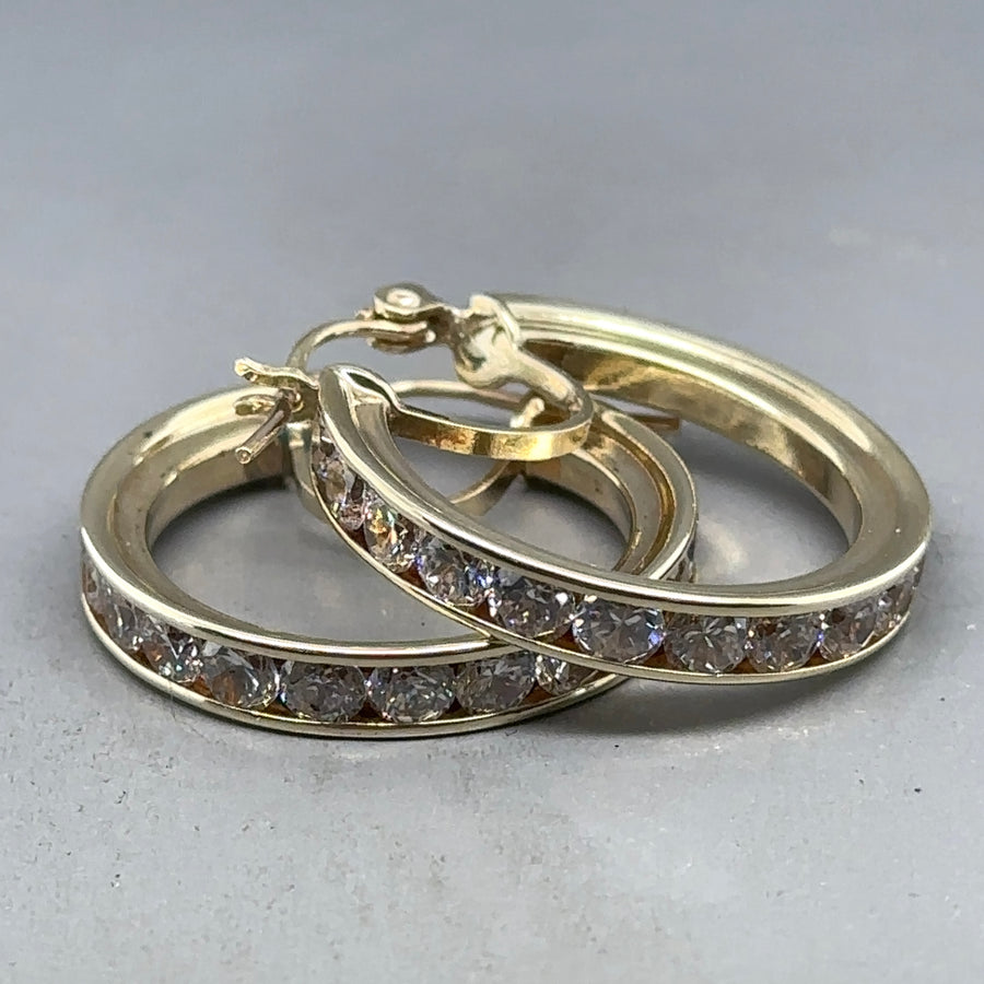 9ct Yellow Gold Cubic Zirconia Hoop Earrings