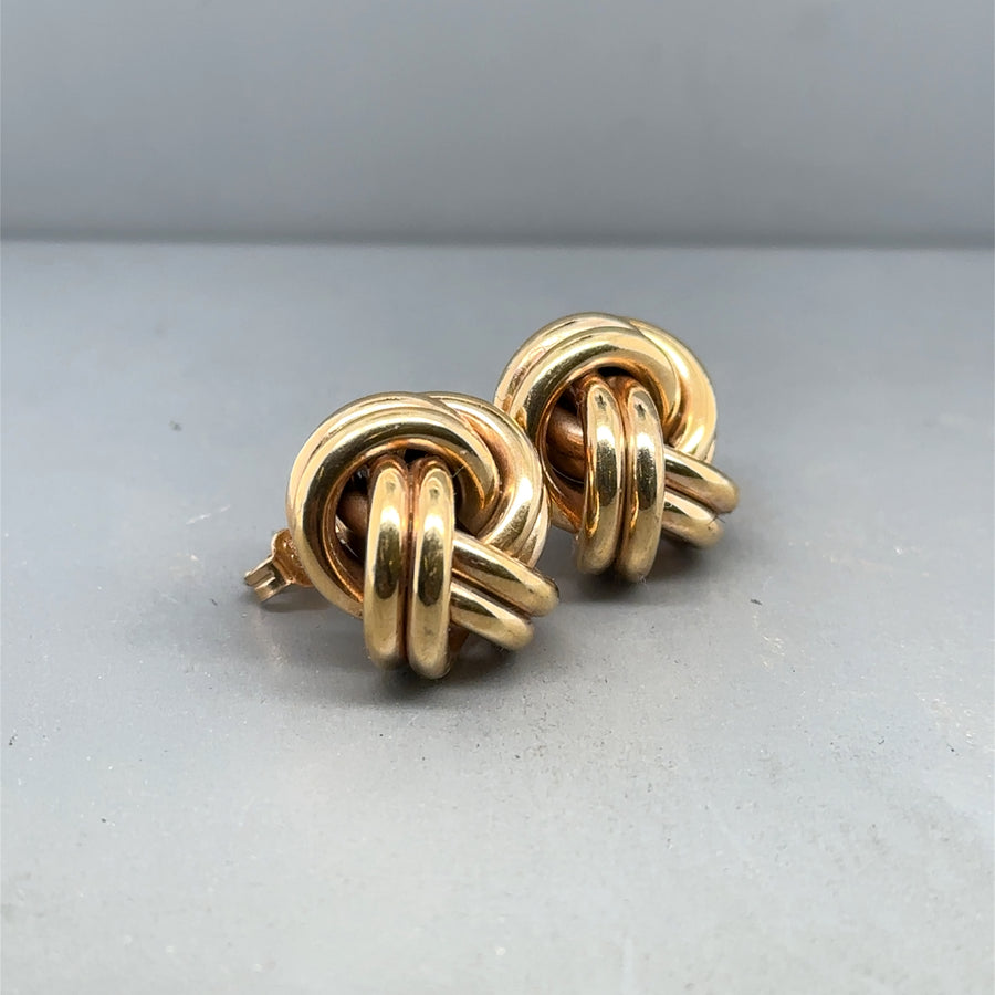 9ct Yellow Gold Large Knot Stud Earrings
