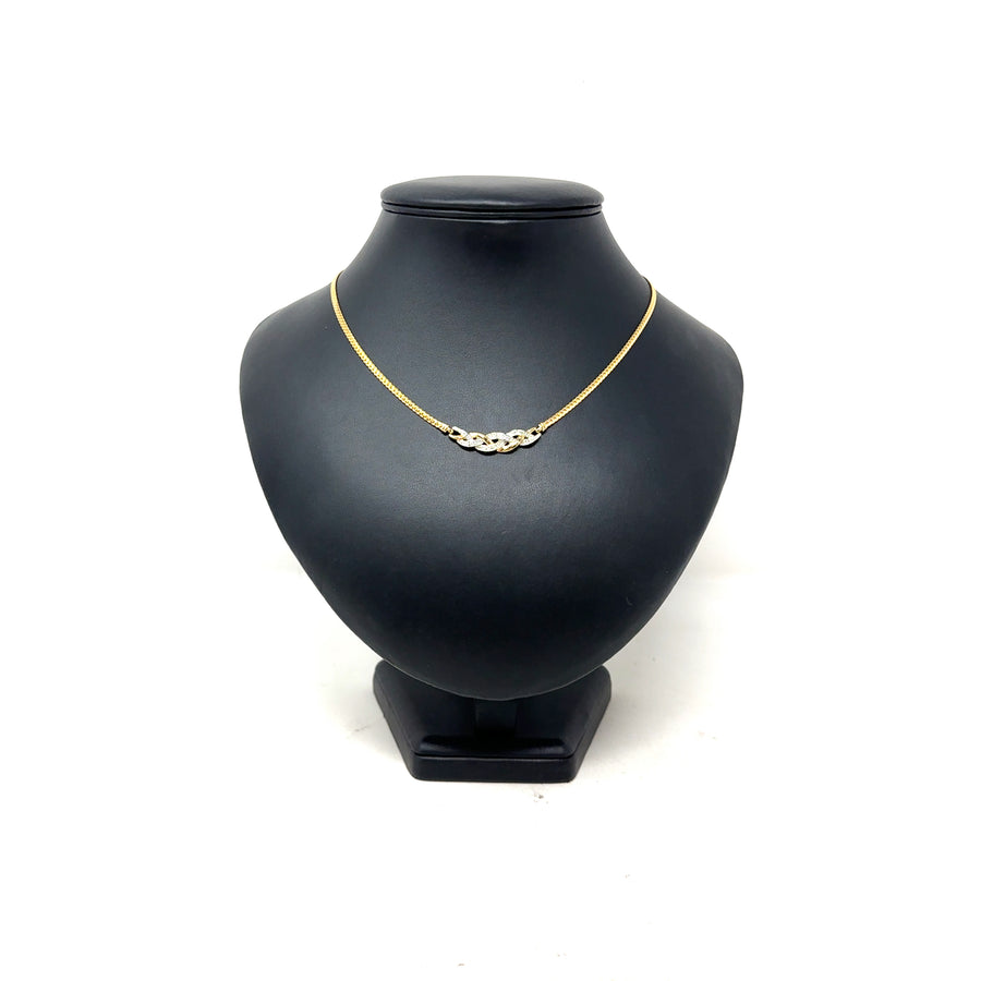 9ct Yellow Graduated Diamond Set Fancy Necklace (17")