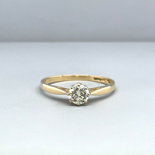 18ct Yellow Gold Single Stone Diamond Ring (c. 0.50ct) - Size P