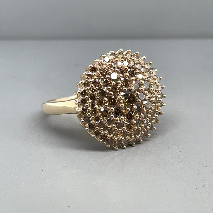 9ct Yellow Gold Diamond Cluster Ring (c. 3.00ct) - Size P