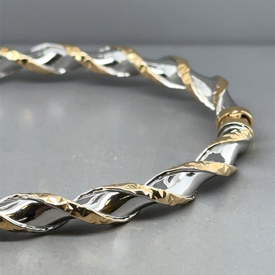 9ct Bi-Colour Twist Bangle NEW!