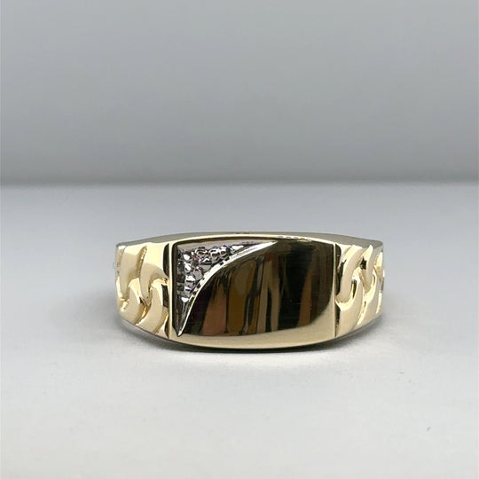 9ct Yellow Gold Single Stone Diamond Signet Ring - Size Z 1/2