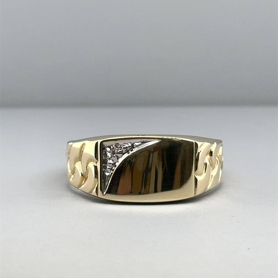 9ct Yellow Gold Single Stone Diamond Signet Ring - Size Z 1/2