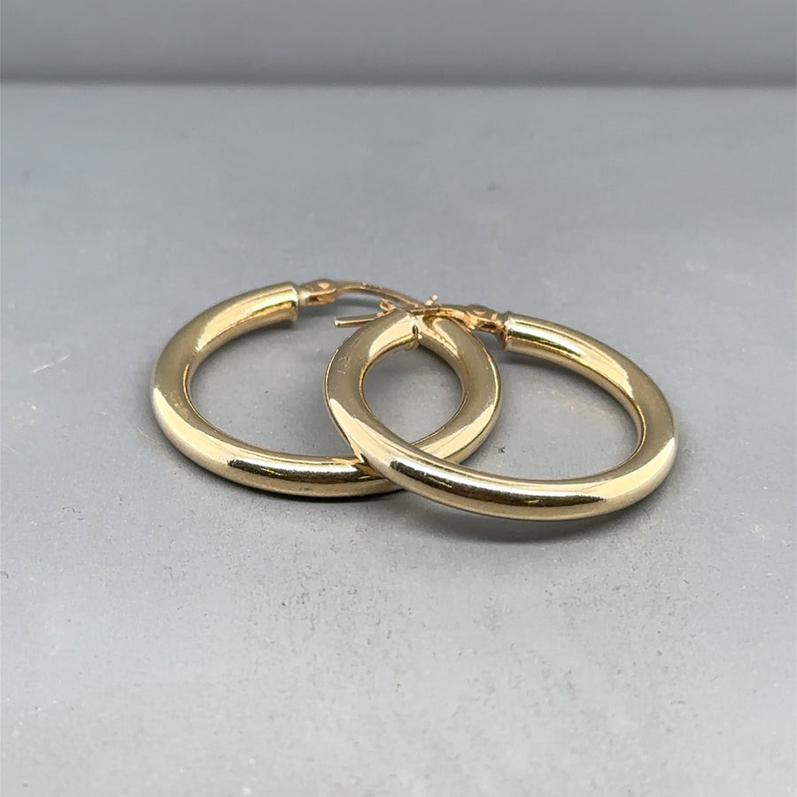 9ct Yellow Gold Plain Hoop Earrings
