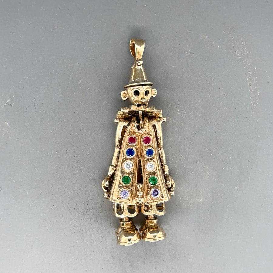 9ct Yellow Gold Cubic Zirconia Clown Pendant