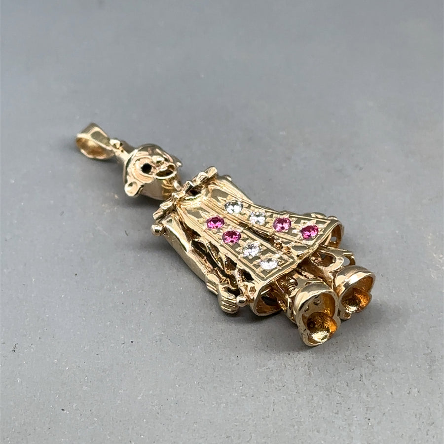 9ct Yellow Gold Cubic Zirconia Clown Pendant