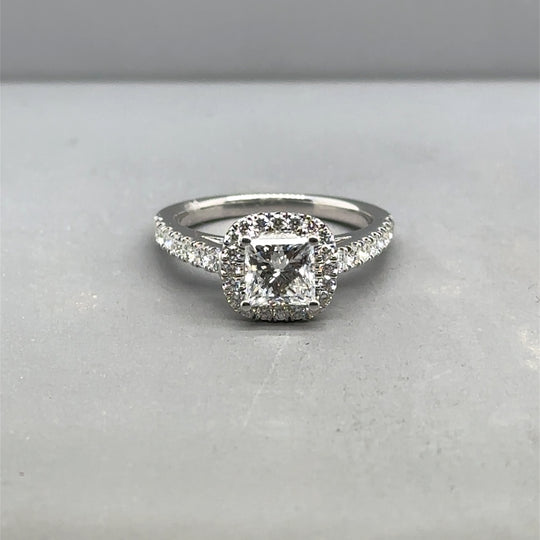 9ct White Gold Lab Grown Diamond Halo Ring (c. 1.52ct) - Size L - NEW!