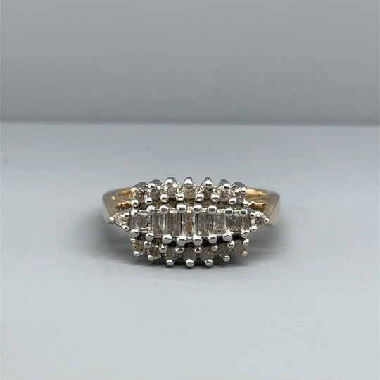 9ct Yellow Gold Diamond Cluster Ring (c. 0.50ct) - Size K