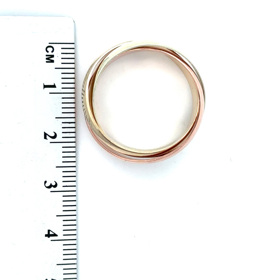 9ct Tri-Colour Russian Wedding Ring - Size R