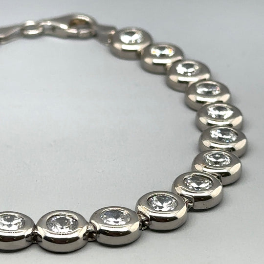 9ct White Gold Cubic Zirconia Tennis Bracelet