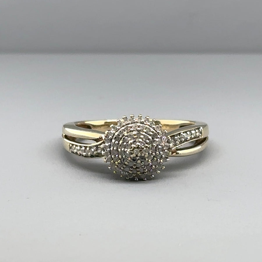 9ct Yellow Gold Diamond Cluster Ring (c. 0.25ct) - Size N 1/2
