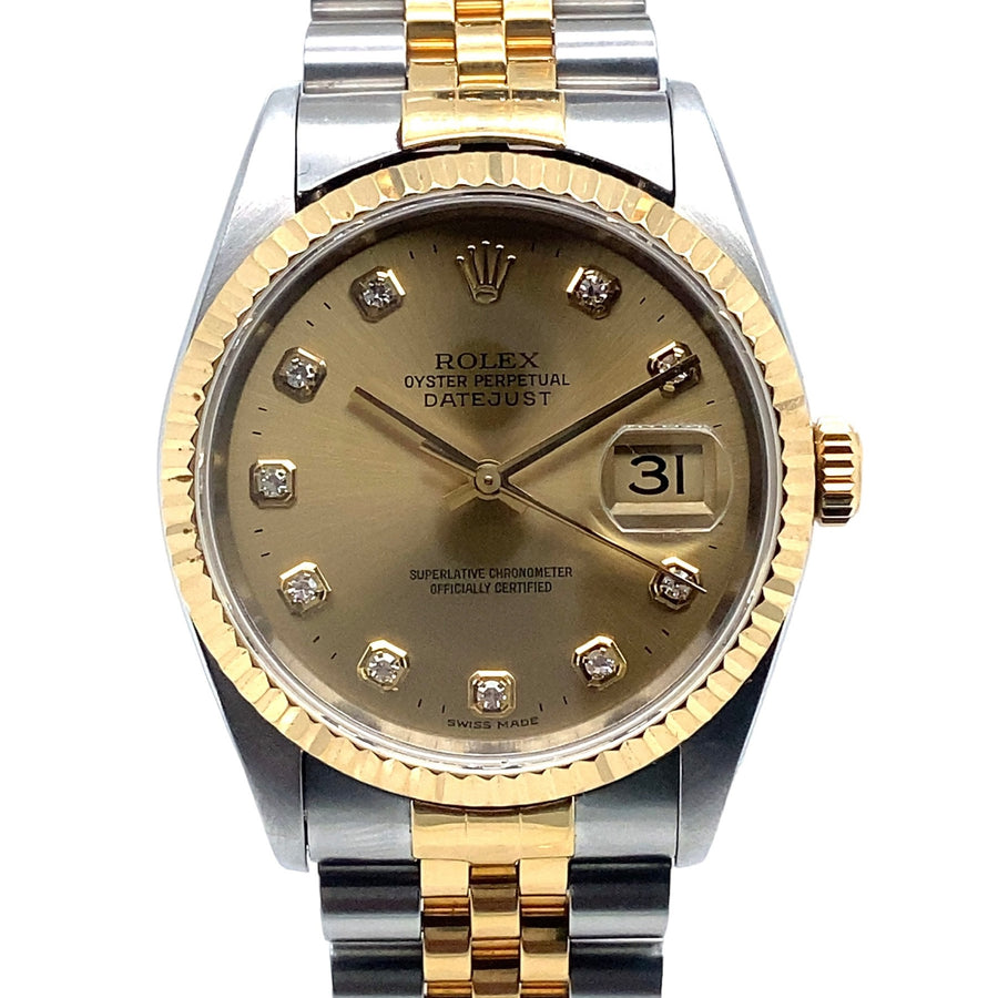 Pre-Owned Bi-Colour Stainless Steel and 18ct Yellow Gold Datejust with Diamond Dots Rolex (Gents)