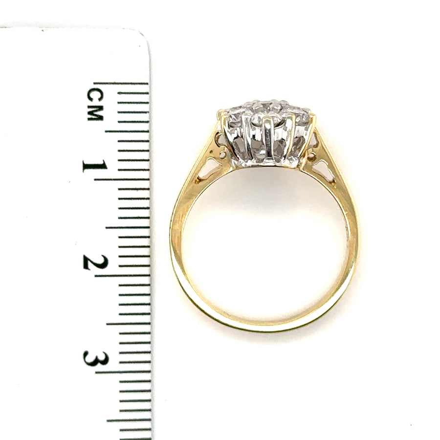 18ct Yellow Gold Diamond Cluster Ring (c. 1.00ct) - Size M
