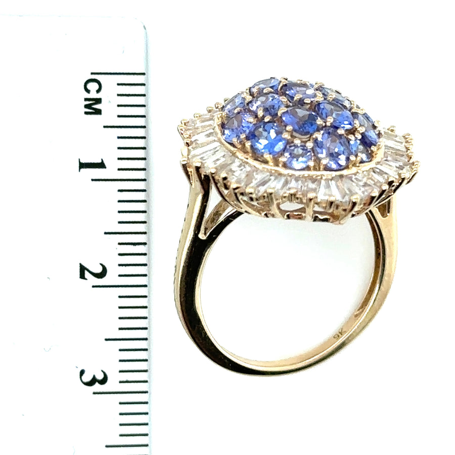 9ct Yellow Gold Cubic Zirconia Cluster Dress Ring - Size P