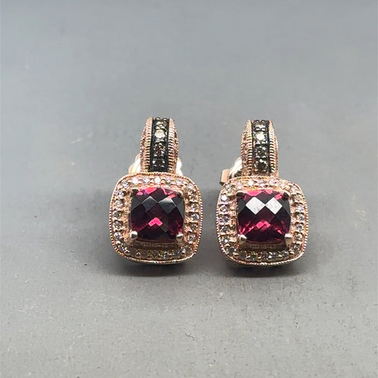 14ct Rose Gold Synthetic Stone Set Earrings