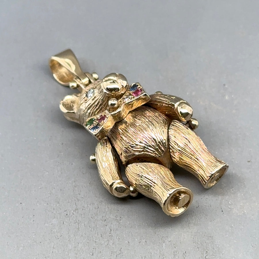 9ct Yellow Gold Cubic Zirconia Bear Pendant