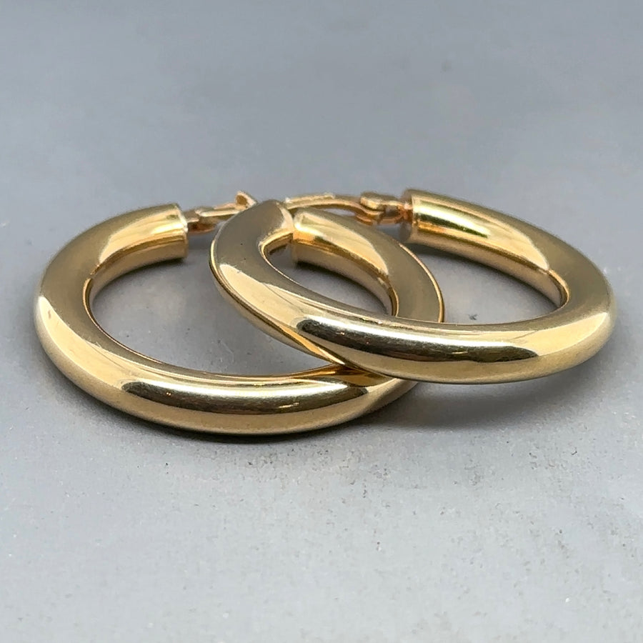 9ct Yellow Gold Plain Hoop Earrings