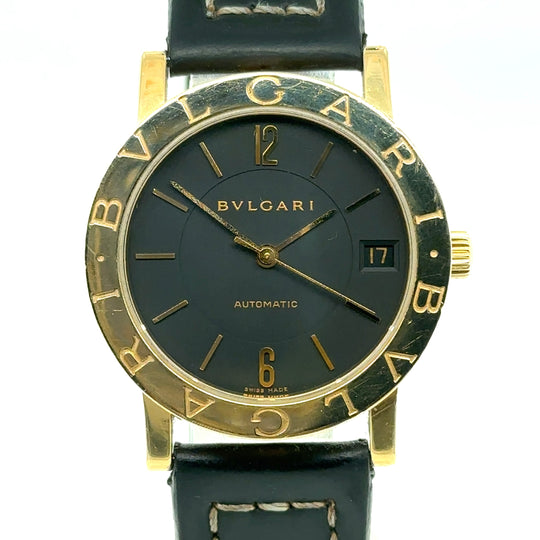 Pre-Owned 18ct Yellow Gold with Leather Strap BB33GL Bvlgari Watch (Ladies)