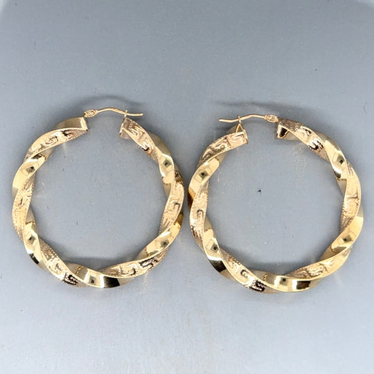 9ct Yellow Gold Twist Hoop Earrings NEW!